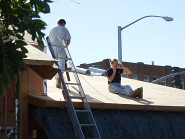 Tarping the roof